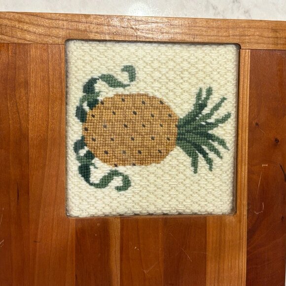 Vintage Charcuterie, Cheese or Cutting Board with Cross Stitch Pineapple Inlay - Picture 5 of 6